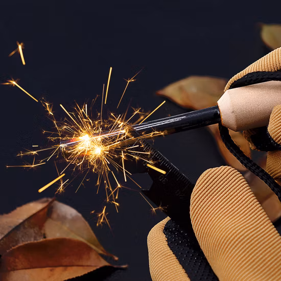 8 * 80 mm Notfall-Überlebensausrüstung Magnesium-Feuerstarter mit handgefertigtem Holzgriff