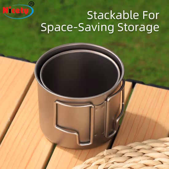 Tragbarer 1600 ml leichter Titan-Campingbecher für Outdoor-Rucksacktouren